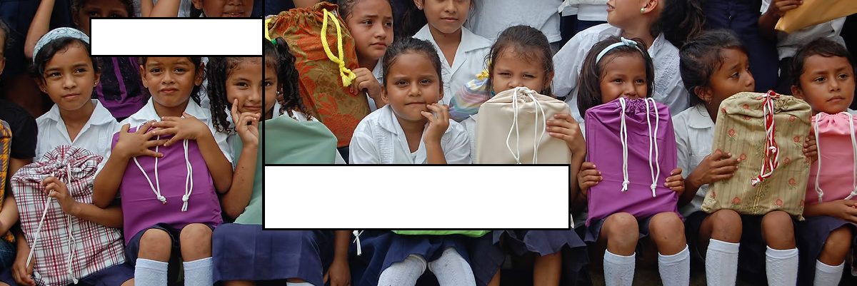group of children with school kits